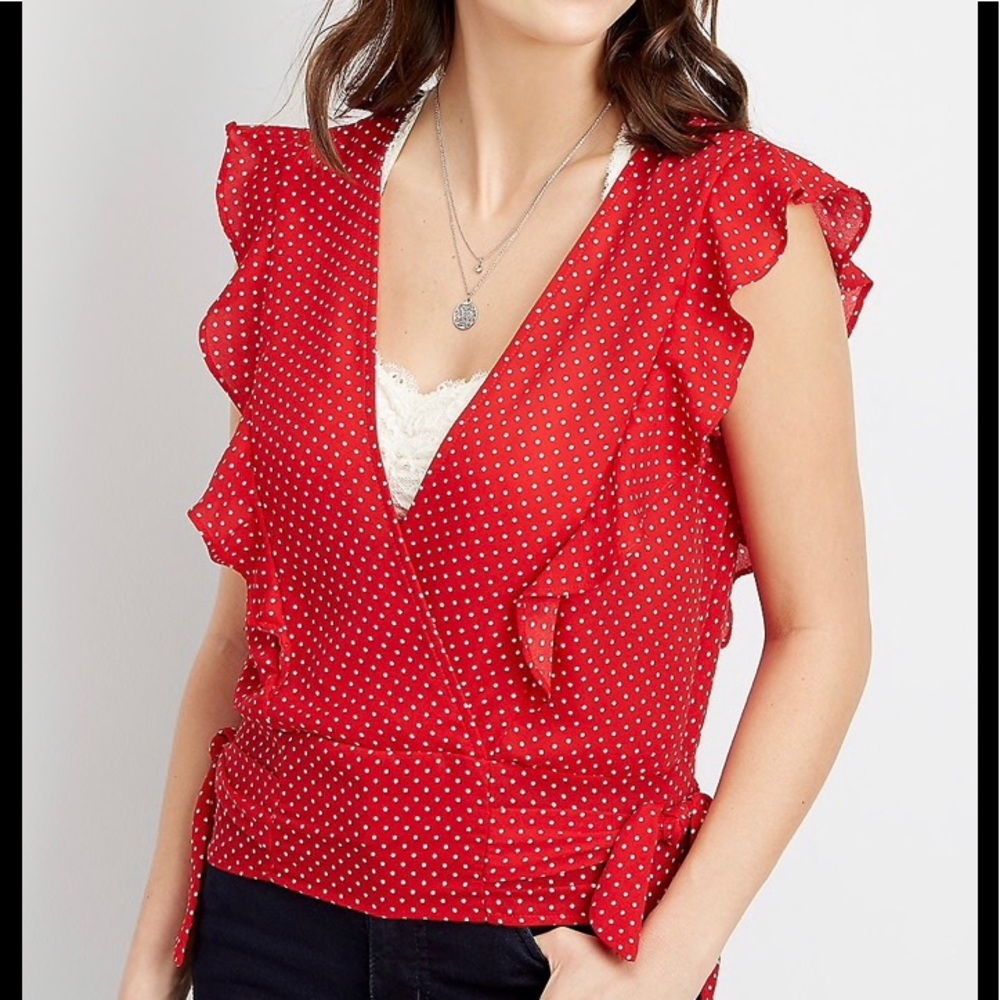 Chiffon deep-v ruffle tank
